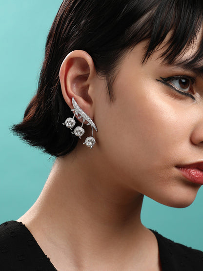 Set Of 2 Silver-Plated Contemporary Hoop Earrings