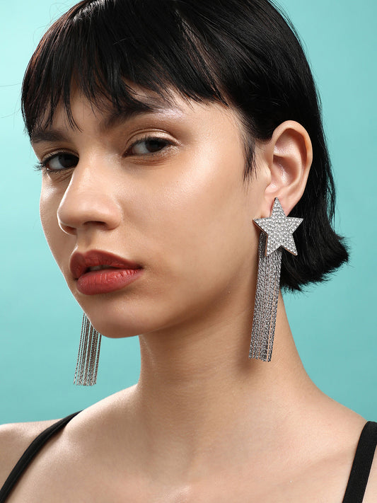 Pack Of 2 Silver-Plated Contemporary Drop Earrings