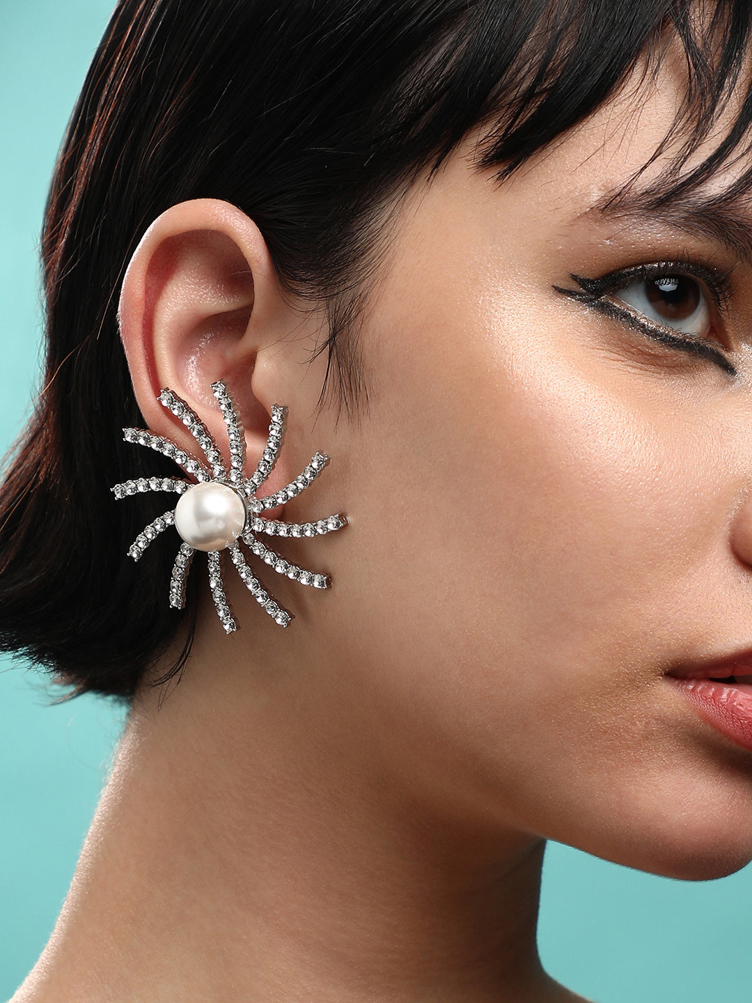 Fancy Flourish Exquisite Set Of 2 Silver-Plated Contemporary Drop Earrings