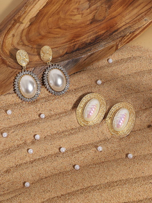 Pack Of 2 Gold-Plated Contemporary Drop Earrings