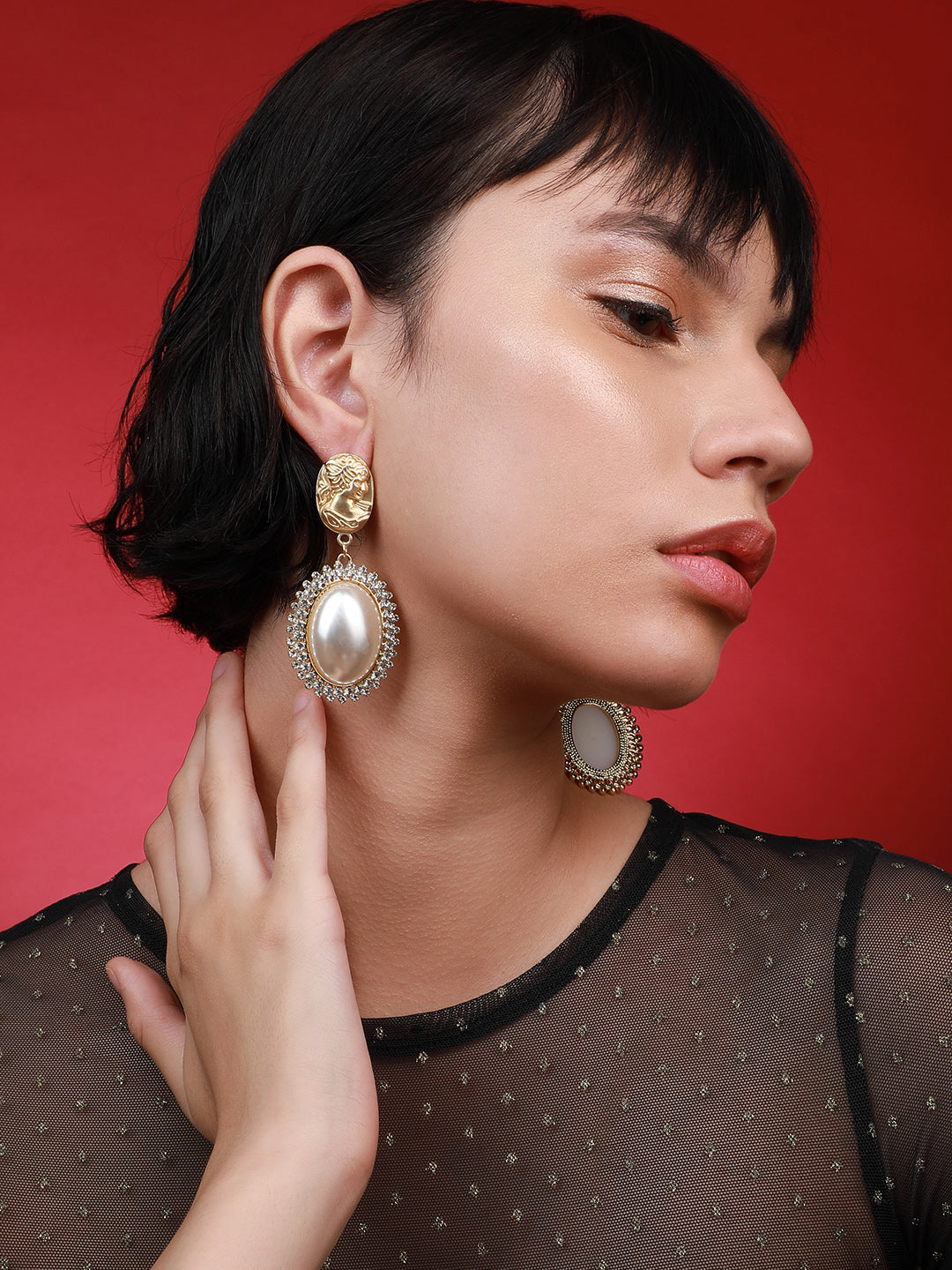 Pack Of 2 Gold-Plated Contemporary Drop Earrings