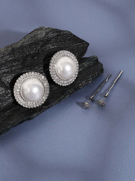 Pack Of 2 Silver-Plated Contemporary Drop Earrings