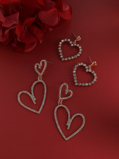 Set Of 2 Gold-Plated Contemporary Drop Earrings
