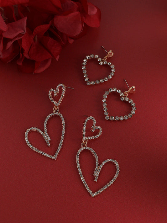 Set Of 2 Gold-Plated Contemporary Drop Earrings