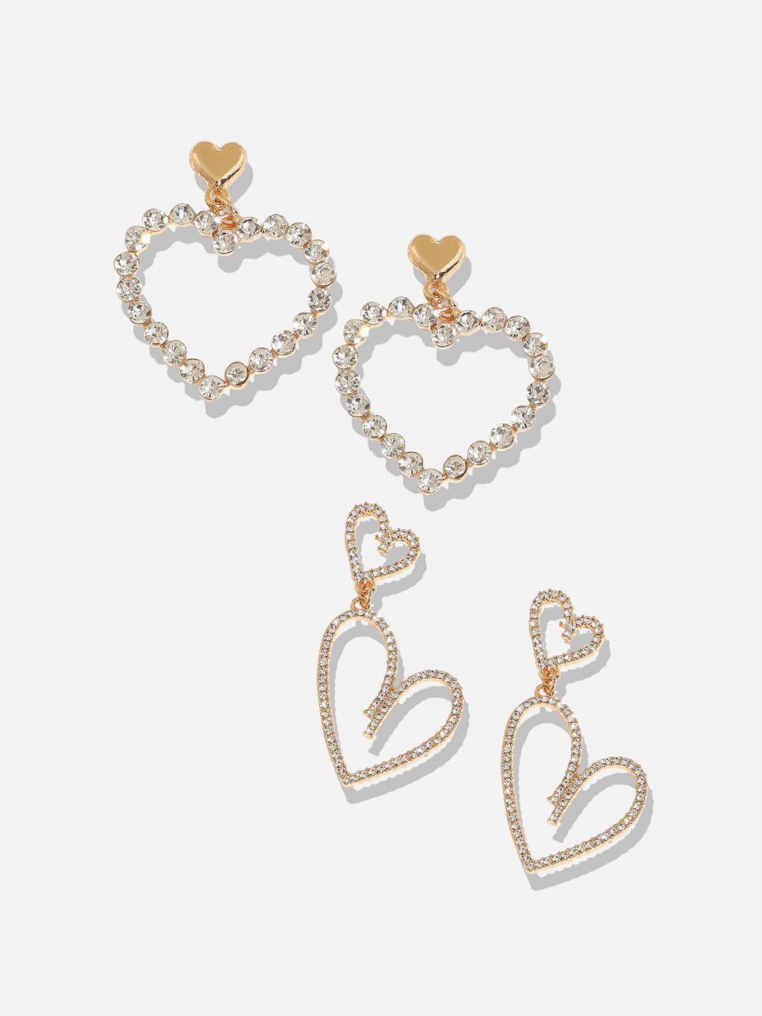 Set Of 2 Gold-Plated Contemporary Drop Earrings
