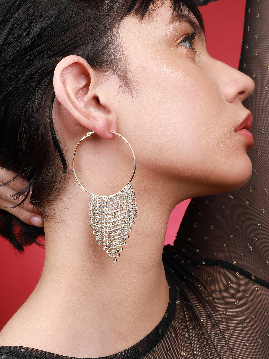 Set Of 2 Gold-Plated Contemporary Hoop Earrings
