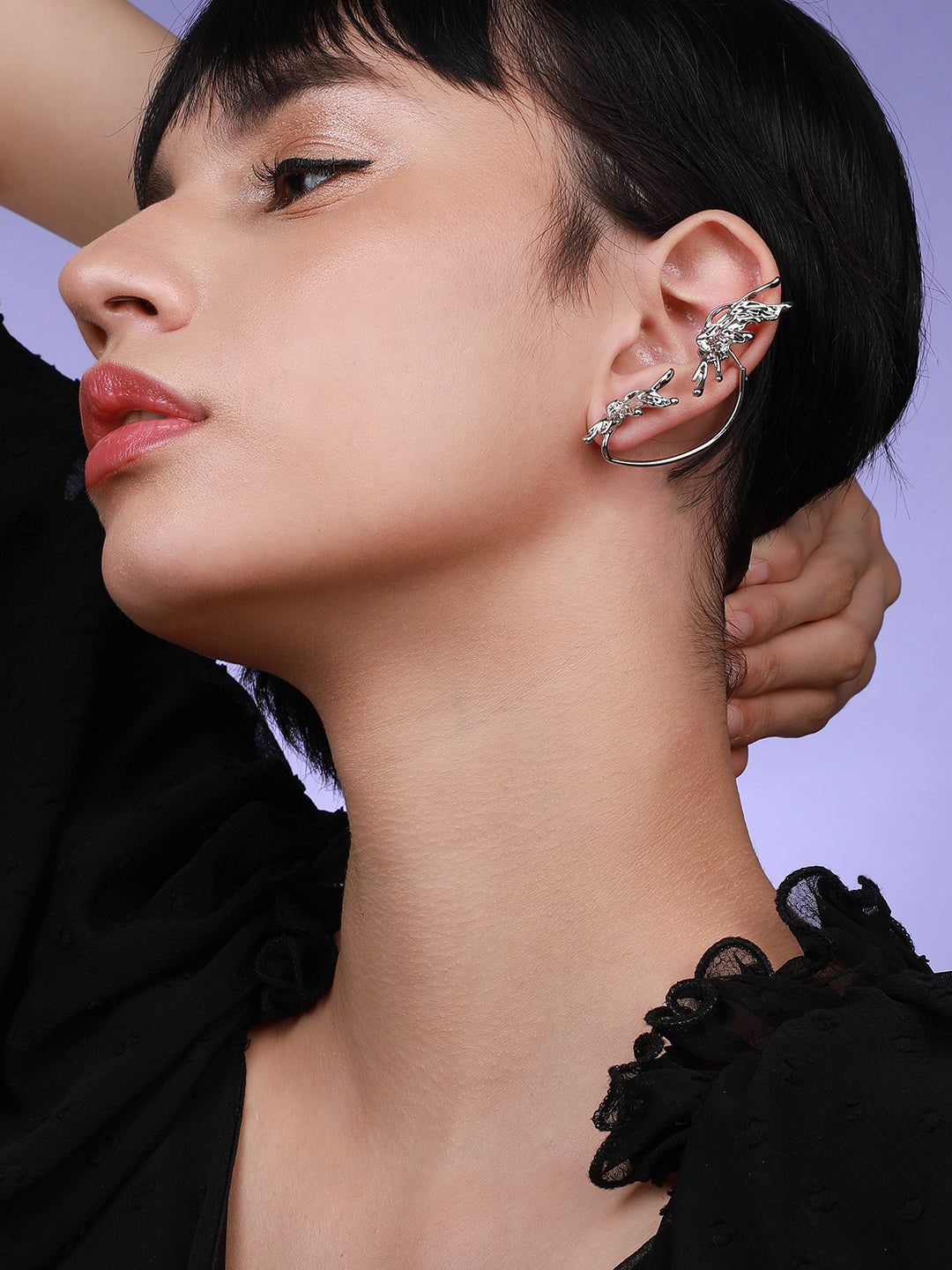 Gilded Gems High-End Set Of 2 Silver-Plated Contemporary Studs Earrings