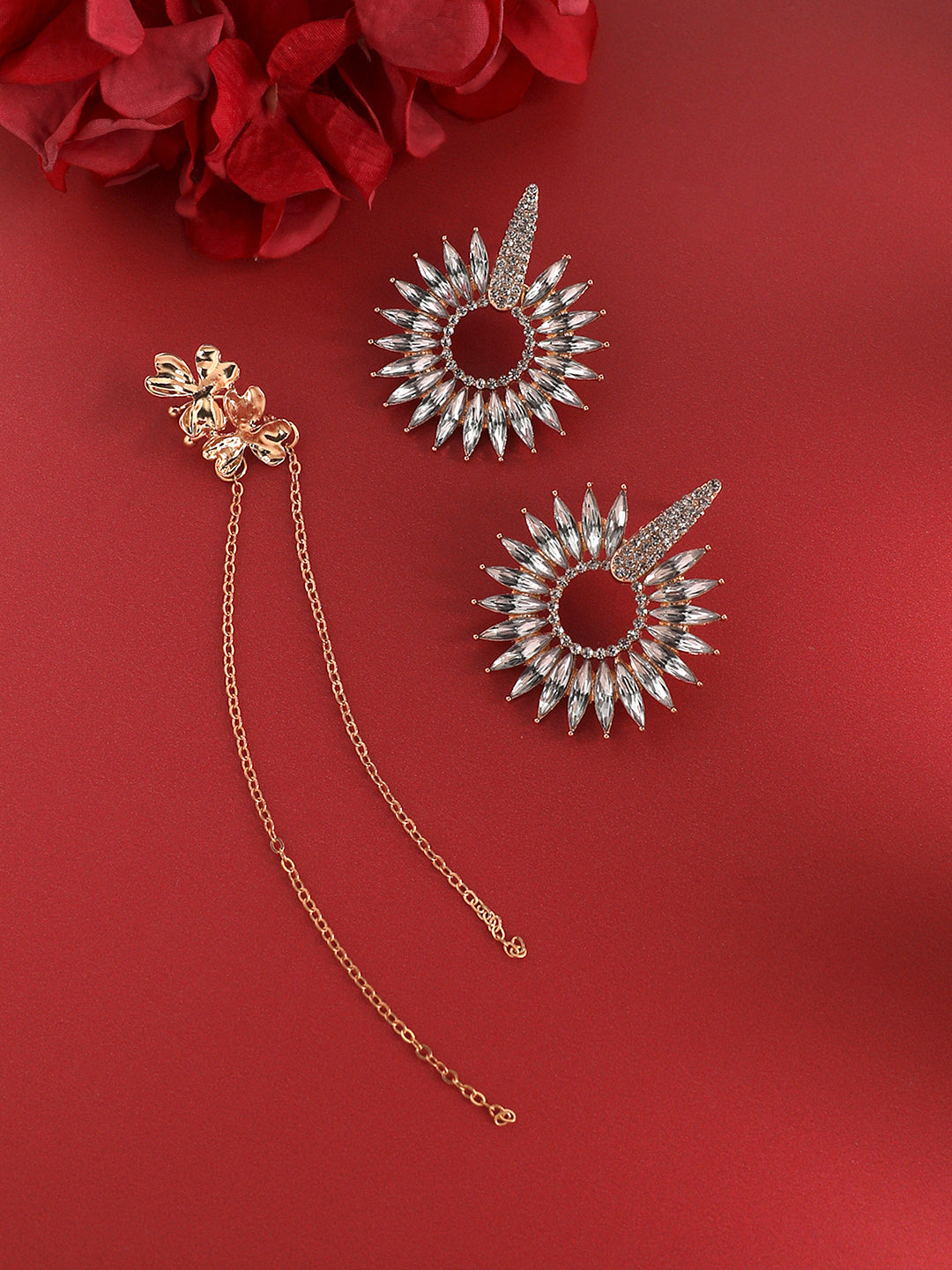 Set Of 2 Gold-Plated Contemporary Drop Earrings