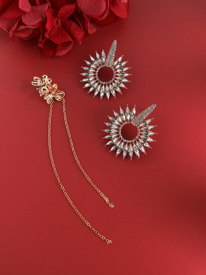 Set Of 2 Gold-Plated Contemporary Drop Earrings