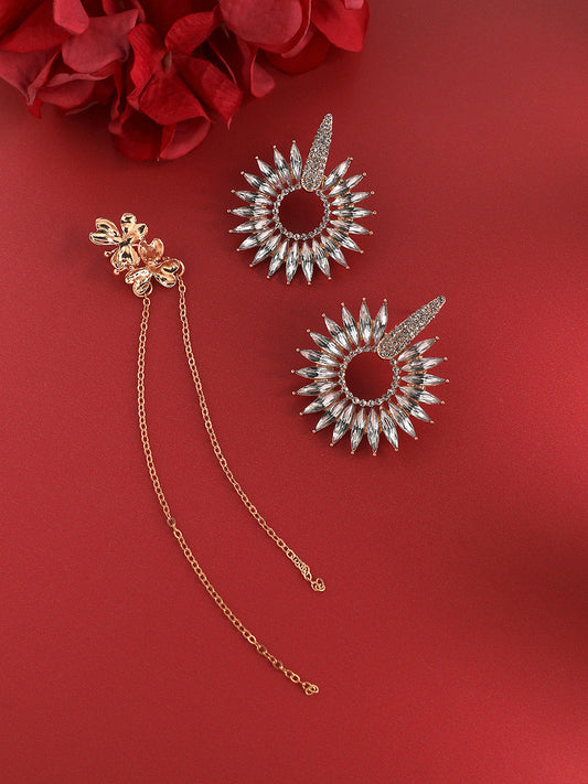 Set Of 2 Gold-Plated Contemporary Drop Earrings