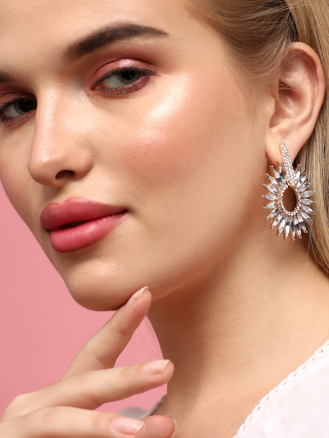 Set Of 2 Gold-Plated Contemporary Drop Earrings