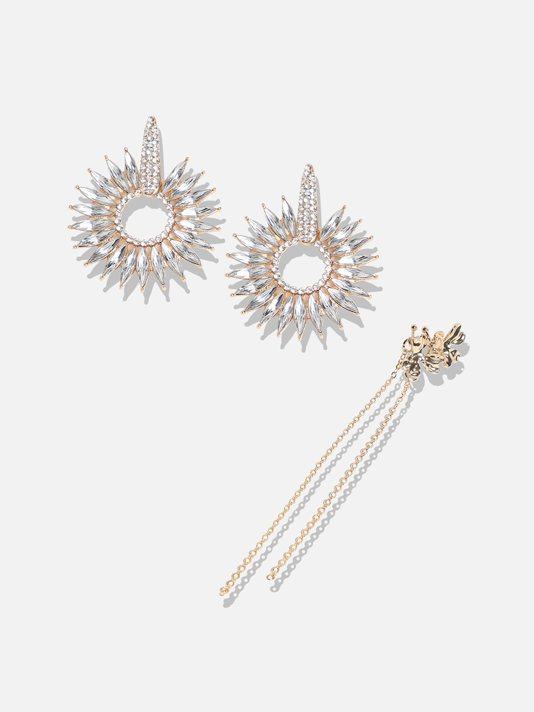 Set Of 2 Gold-Plated Contemporary Drop Earrings