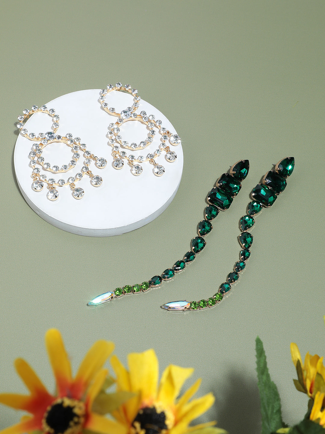 Pack Of 2 Gold-Plated Contemporary Drop Earrings