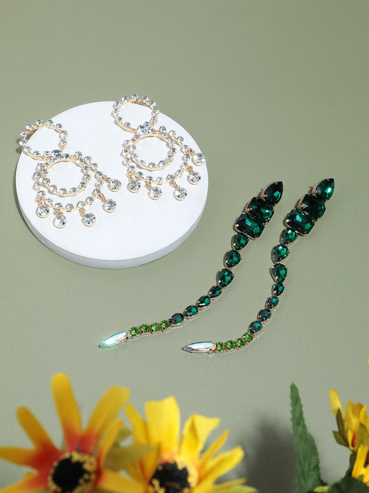 Pack Of 2 Gold-Plated Contemporary Drop Earrings