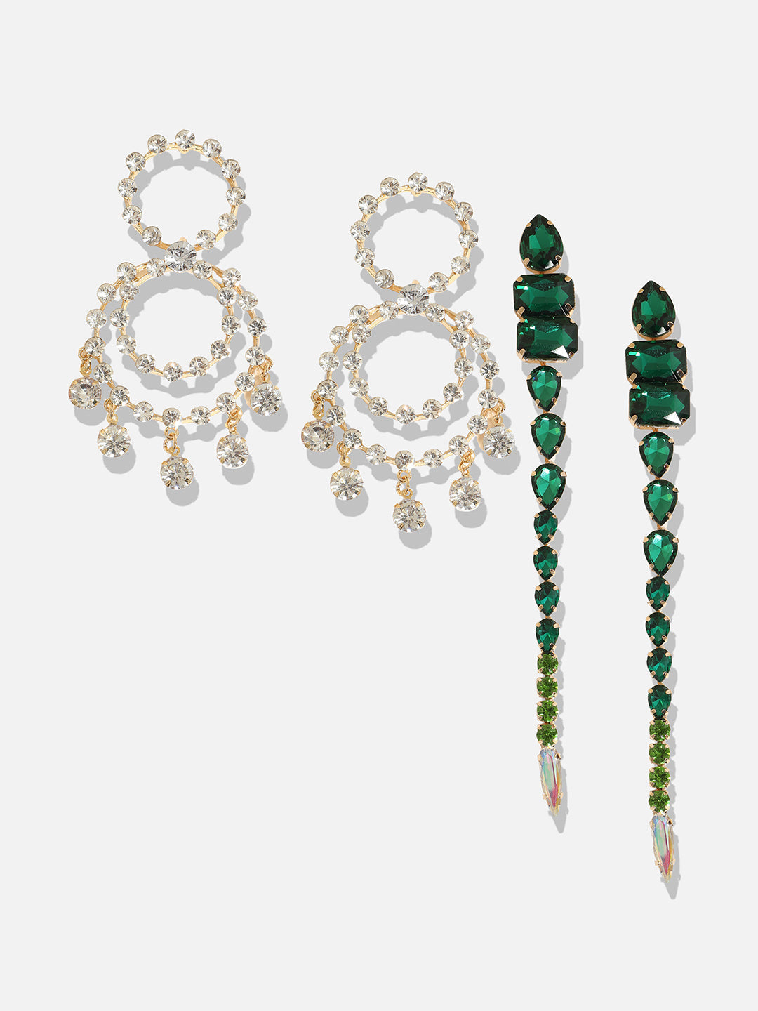 Pack Of 2 Gold-Plated Contemporary Drop Earrings