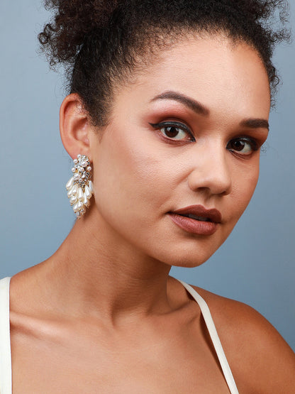 Set Of 2 Gold-Plated Contemporary Studs Earrings
