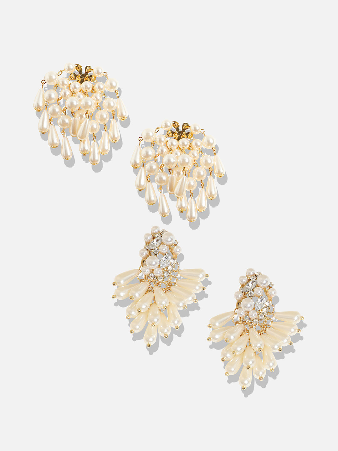 Set Of 2 Gold-Plated Contemporary Studs Earrings