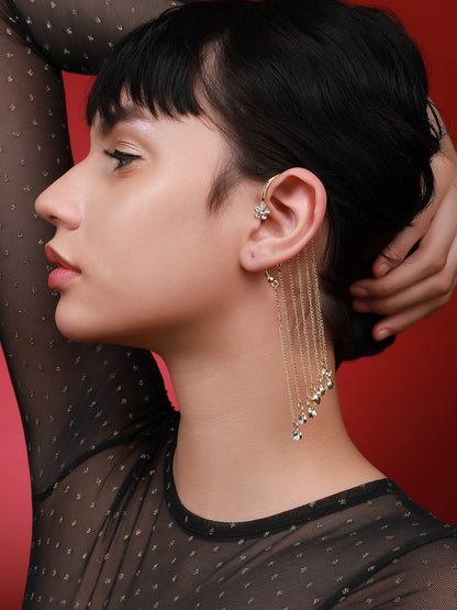 Set Of 2 Gold-Plated Contemporary Drop Earrings