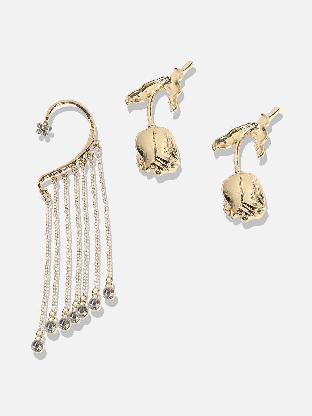 Set Of 2 Gold-Plated Contemporary Drop Earrings