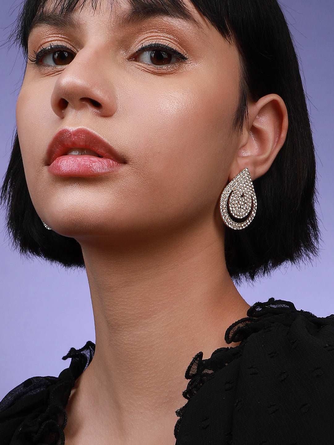 Set Of 2 Gold-Plated Contemporary Drop Earrings