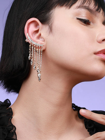 Chic Sparkle Elegant Set Of 2 Gold-Plated Contemporary Hoop Earrings