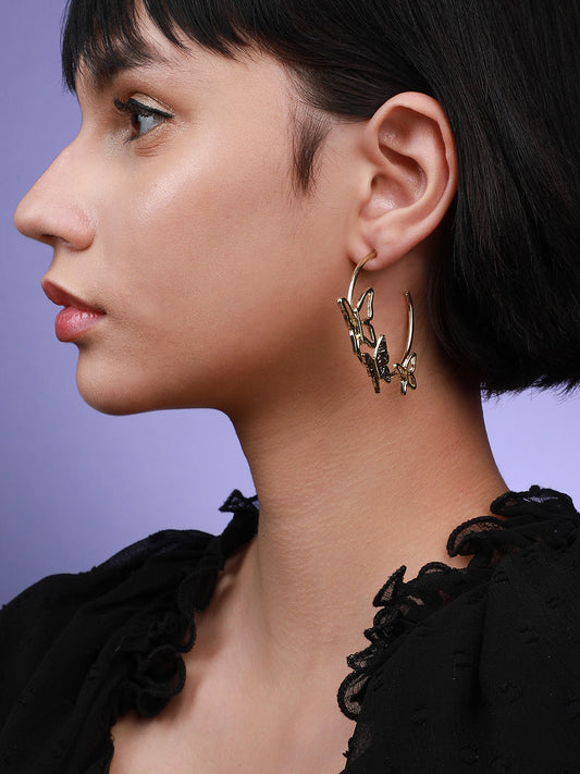 Pack Of 2 Gold-Plated Contemporary Drop Earrings