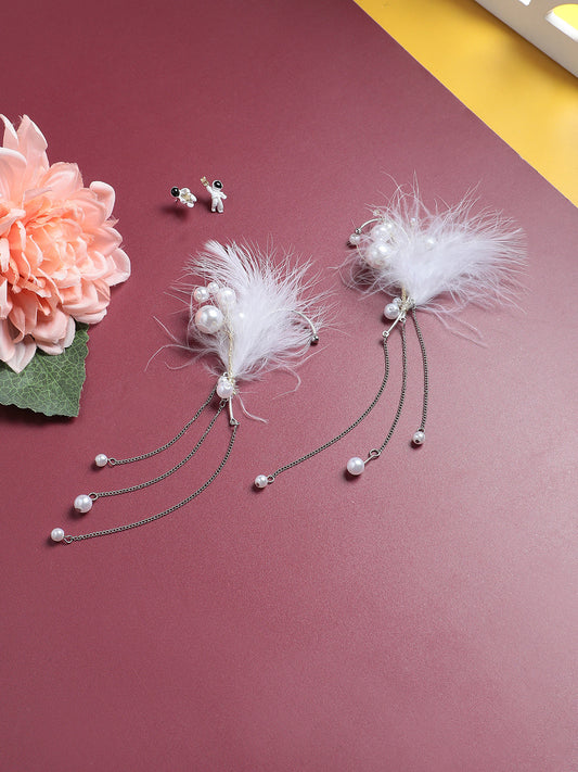 Pack Of 2 Silver-Plated Contemporary Studs Earrings