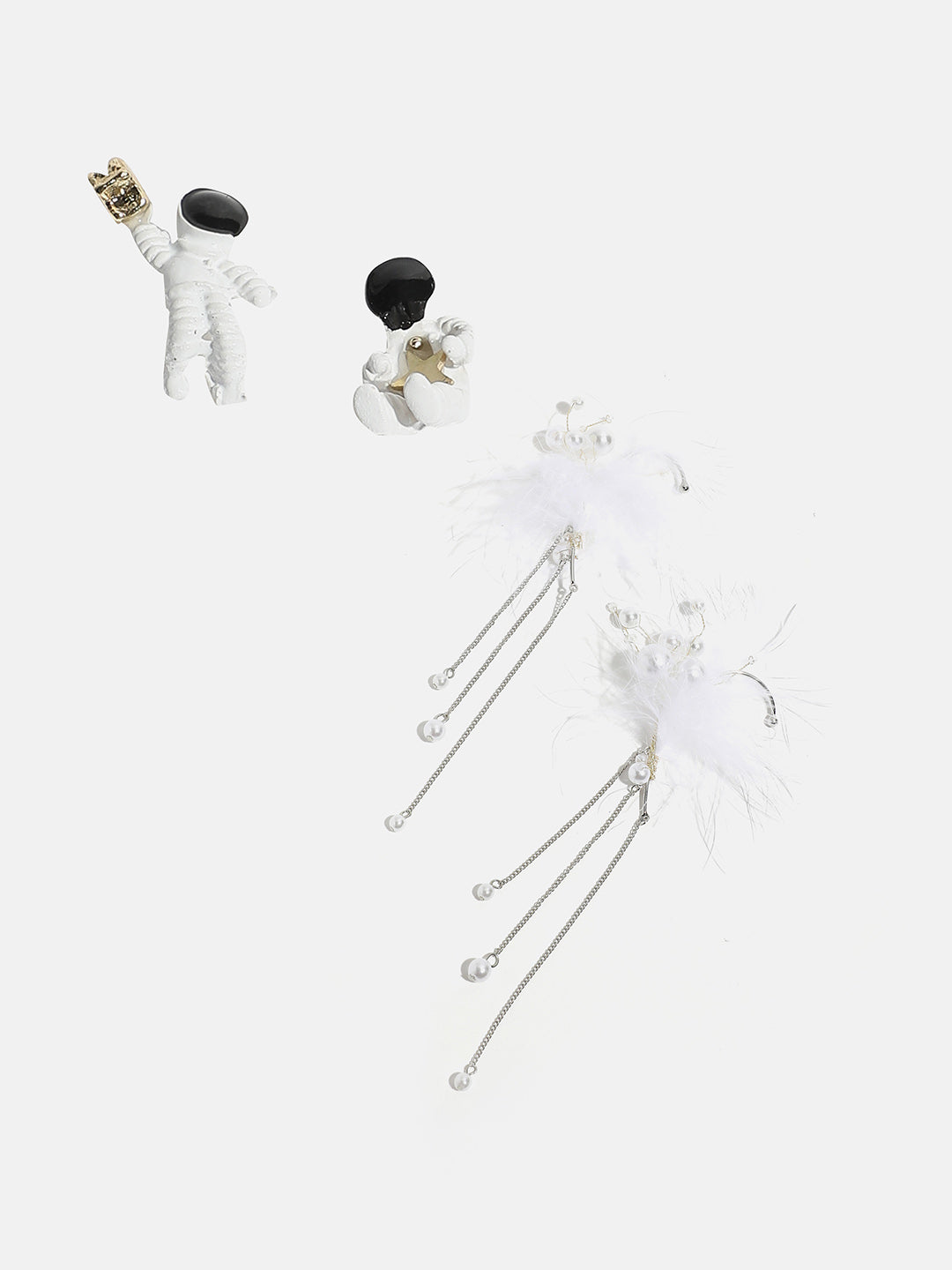 Pack Of 2 Silver-Plated Contemporary Studs Earrings