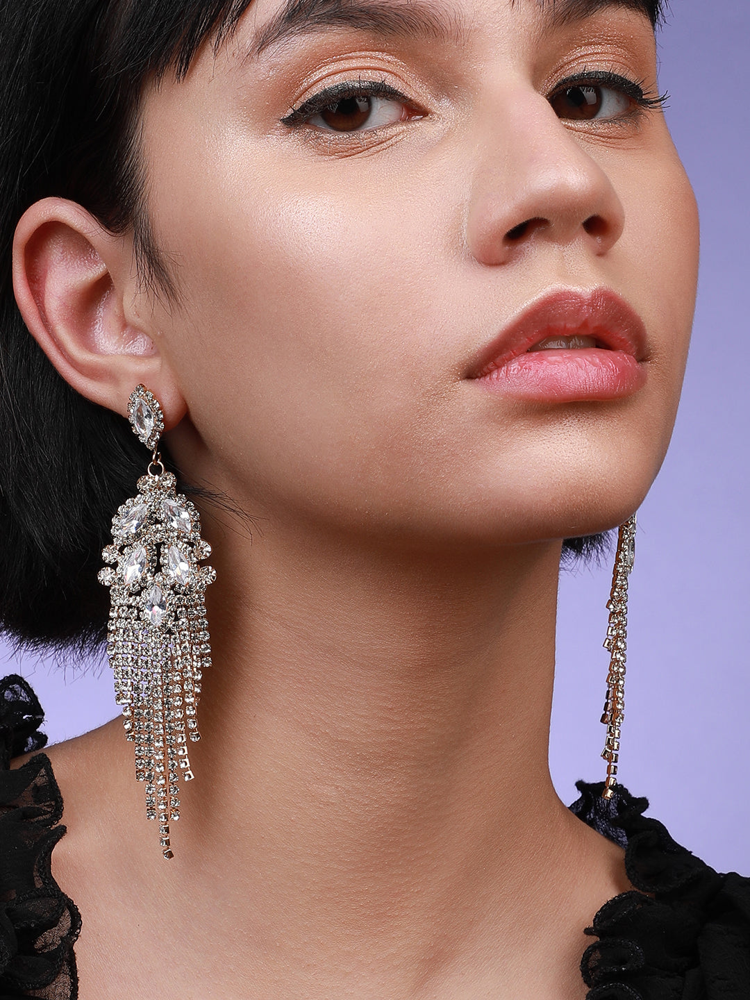Set Of 2 Gold-Plated Contemporary Drop Earrings