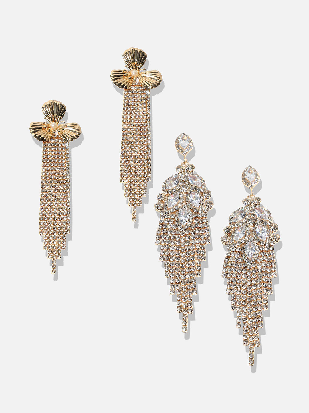 Set Of 2 Gold-Plated Contemporary Drop Earrings
