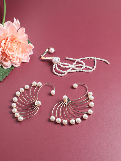 Set Of 2 Gold-Plated Contemporary Drop Earrings