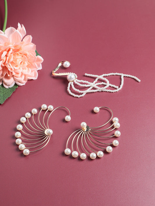 Set Of 2 Gold-Plated Contemporary Drop Earrings