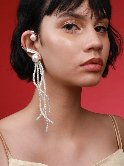Set Of 2 Gold-Plated Contemporary Drop Earrings