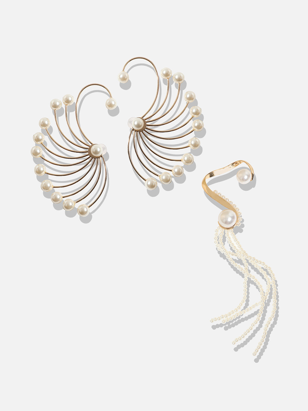 Set Of 2 Gold-Plated Contemporary Drop Earrings