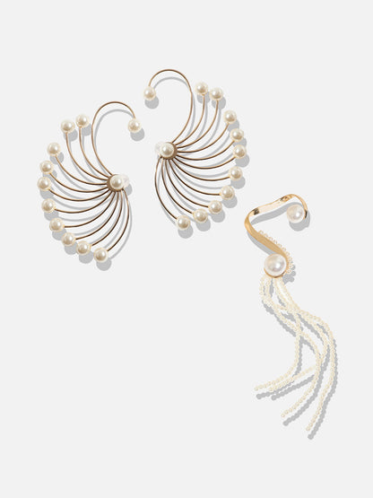 Set Of 2 Gold-Plated Contemporary Drop Earrings