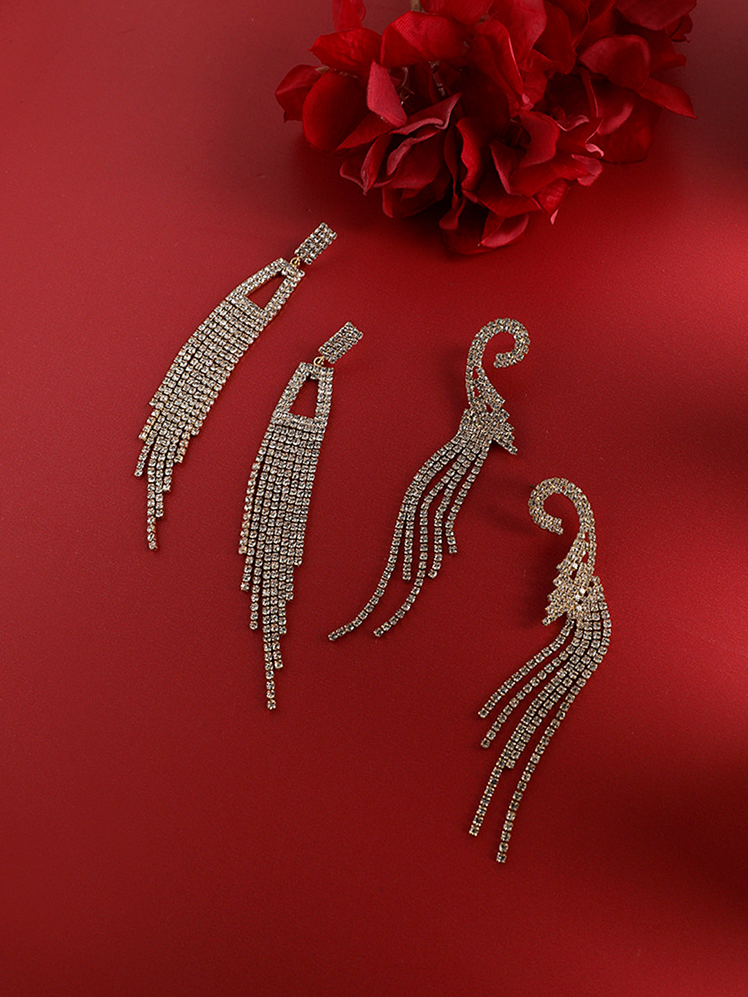 Pack Of 2 Gold-Plated Contemporary Drop Earrings