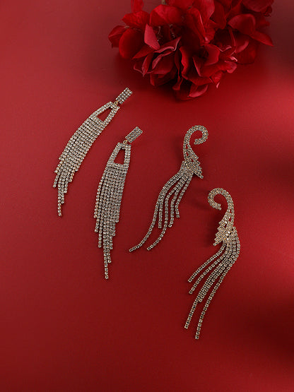 Pack Of 2 Gold-Plated Contemporary Drop Earrings
