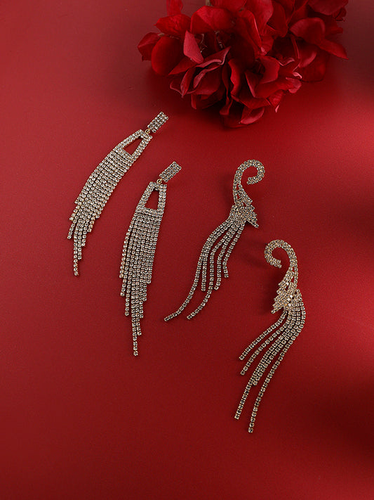 Pack Of 2 Gold-Plated Contemporary Drop Earrings