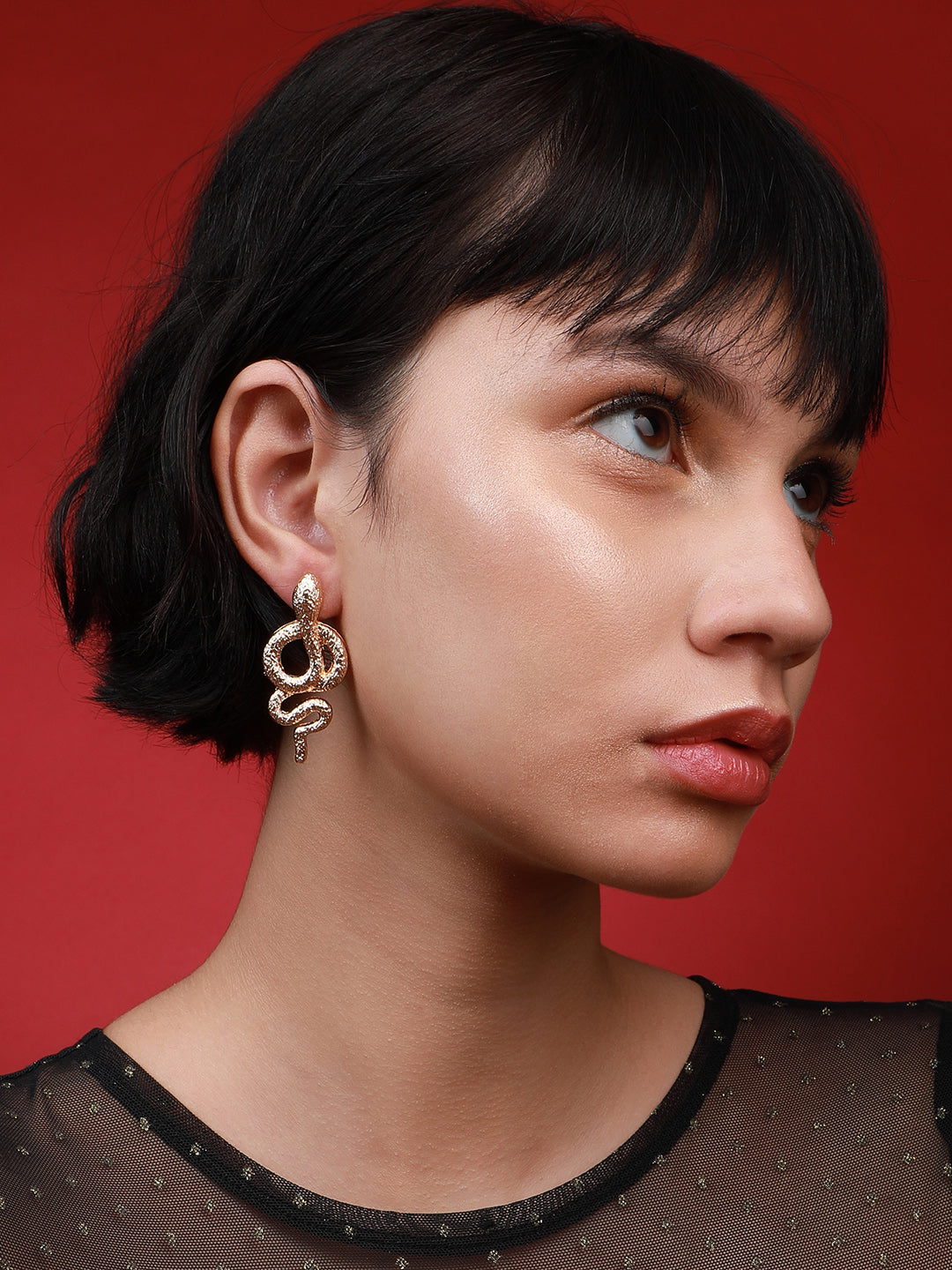 Set Of 2 Gold-Plated Contemporary Studs Earrings