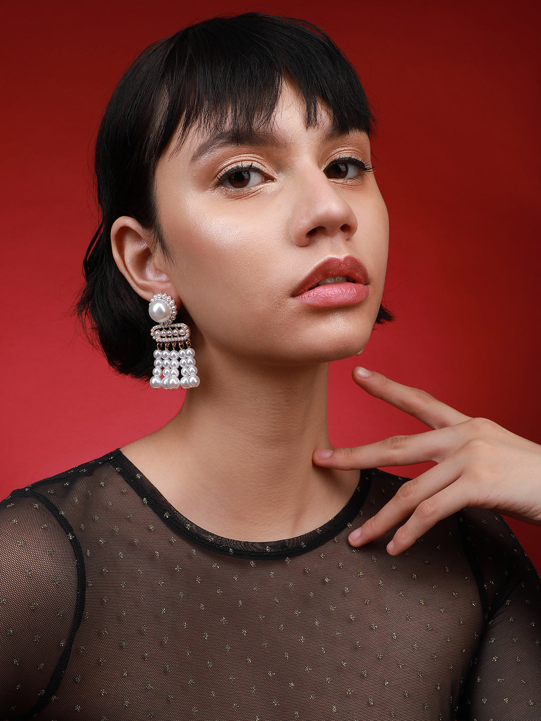 Pack Of 2 Gold-Plated Contemporary Drop Earrings