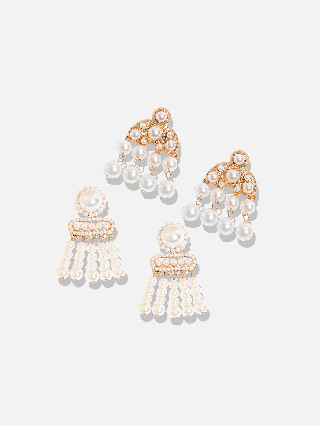 Pack Of 2 Gold-Plated Contemporary Drop Earrings