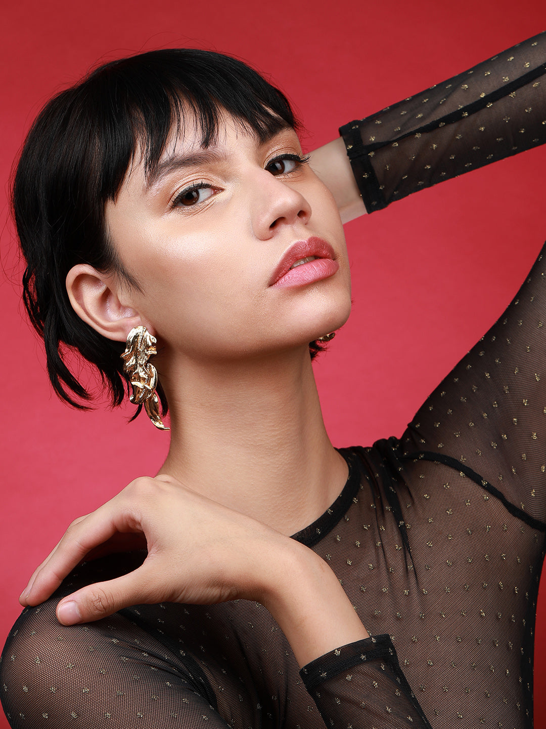 Pack Of 2 Gold-Plated Contemporary Drop Earrings