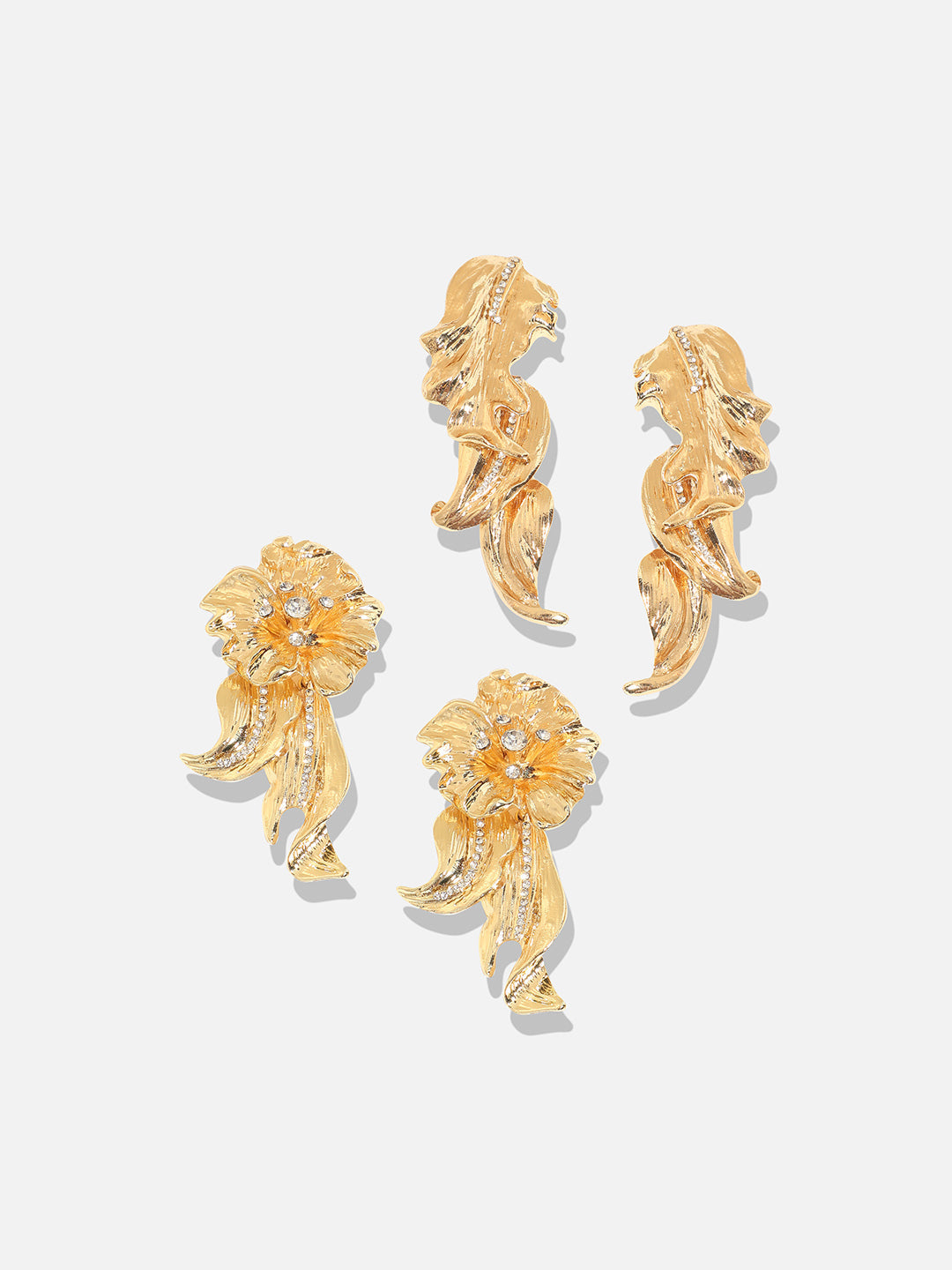 Pack Of 2 Gold-Plated Contemporary Drop Earrings