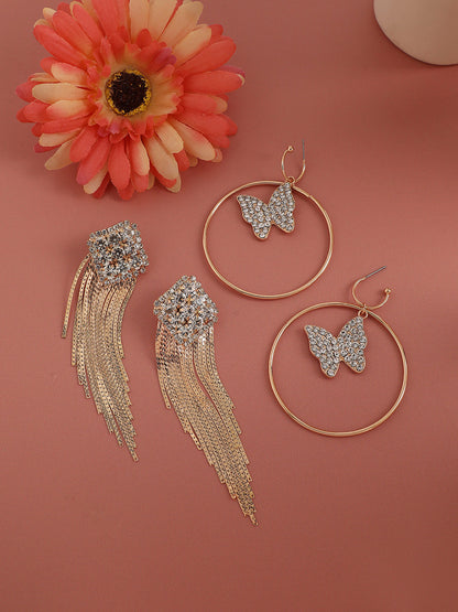 Trailblazing Treasures Set Of 2 Gold-Plated Contemporary Drop Earrings