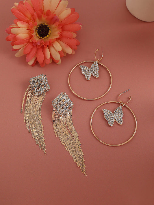 Trailblazing Treasures Set Of 2 Gold-Plated Contemporary Drop Earrings