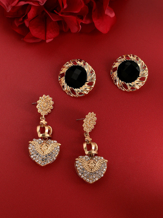 Set Of 2 Gold-Plated Contemporary Drop Earrings
