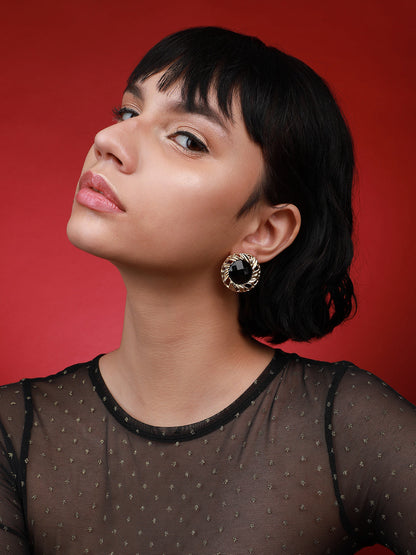 Set Of 2 Gold-Plated Contemporary Drop Earrings