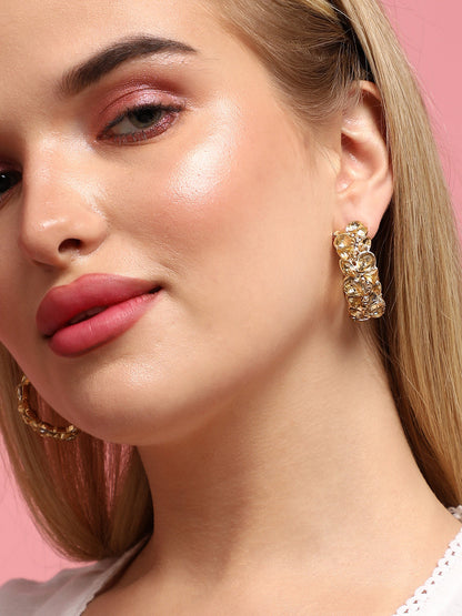 Pack Of 2 Gold-Plated Contemporary Hoop Earrings