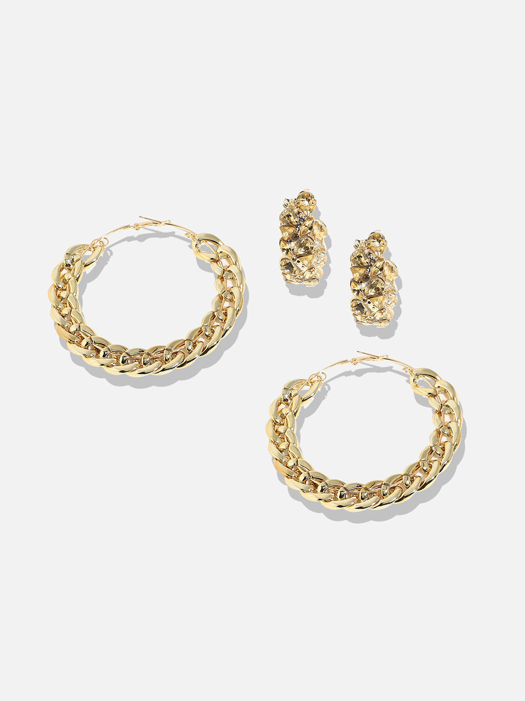 Pack Of 2 Gold-Plated Contemporary Hoop Earrings