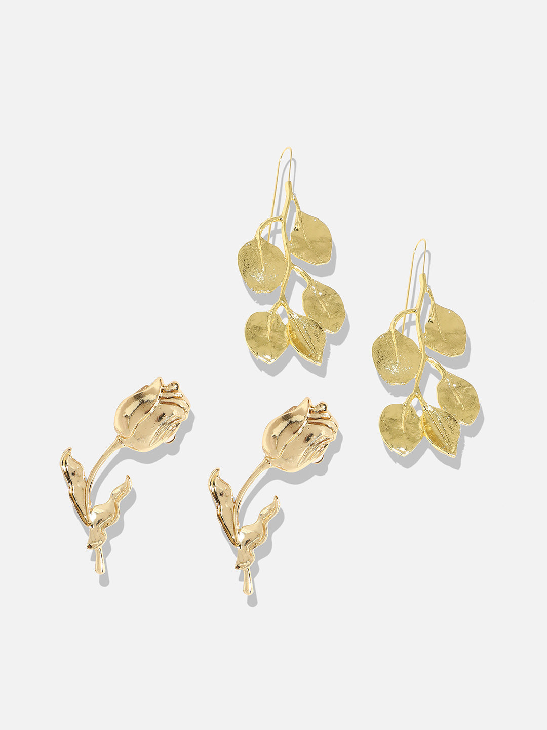 One-Of-A-Kind Gems Standout Set Of 2 Gold-Plated Contemporary Drop Earrings